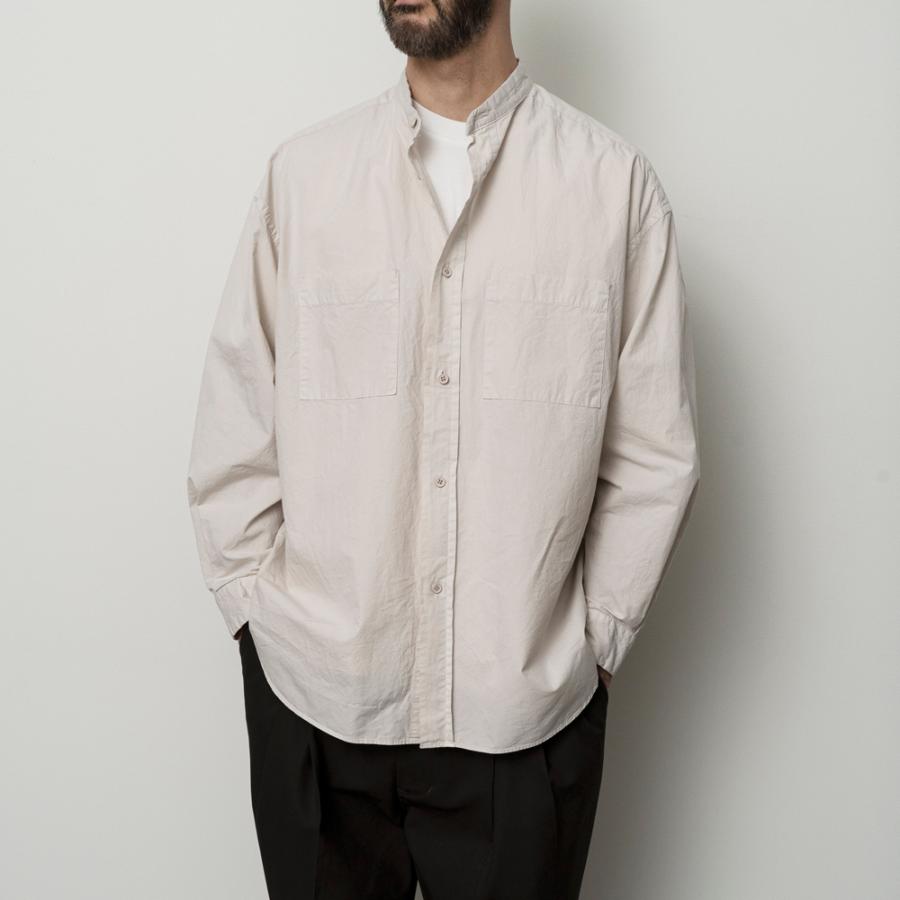 STILL BY HAND スティルバイハンド / SH03263 - SLATE GREY 製品染め バンドカラーシャツ Garment-dye band collar shirt | STILL BY HAND | 05