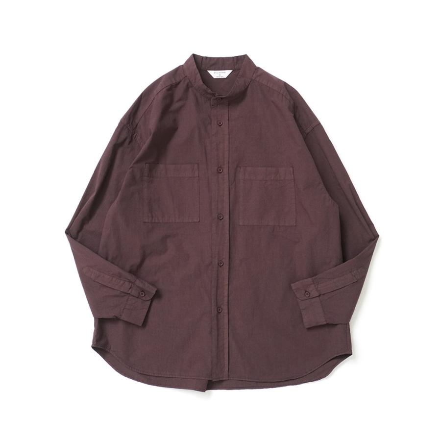 STILL BY HAND スティルバイハンド / SH03263 - REDDISH BROWN 製品染め バンドカラーシャツ Garment-dye band collar shirt | STILL BY HAND