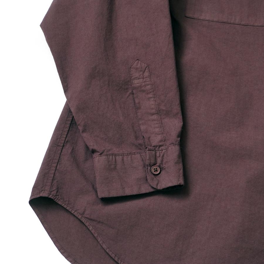 STILL BY HAND スティルバイハンド / SH03263 - REDDISH BROWN 製品染め バンドカラーシャツ Garment-dye band collar shirt | STILL BY HAND | 04