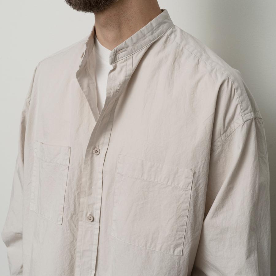 STILL BY HAND スティルバイハンド / SH03263 - REDDISH BROWN 製品染め バンドカラーシャツ Garment-dye band collar shirt | STILL BY HAND | 06