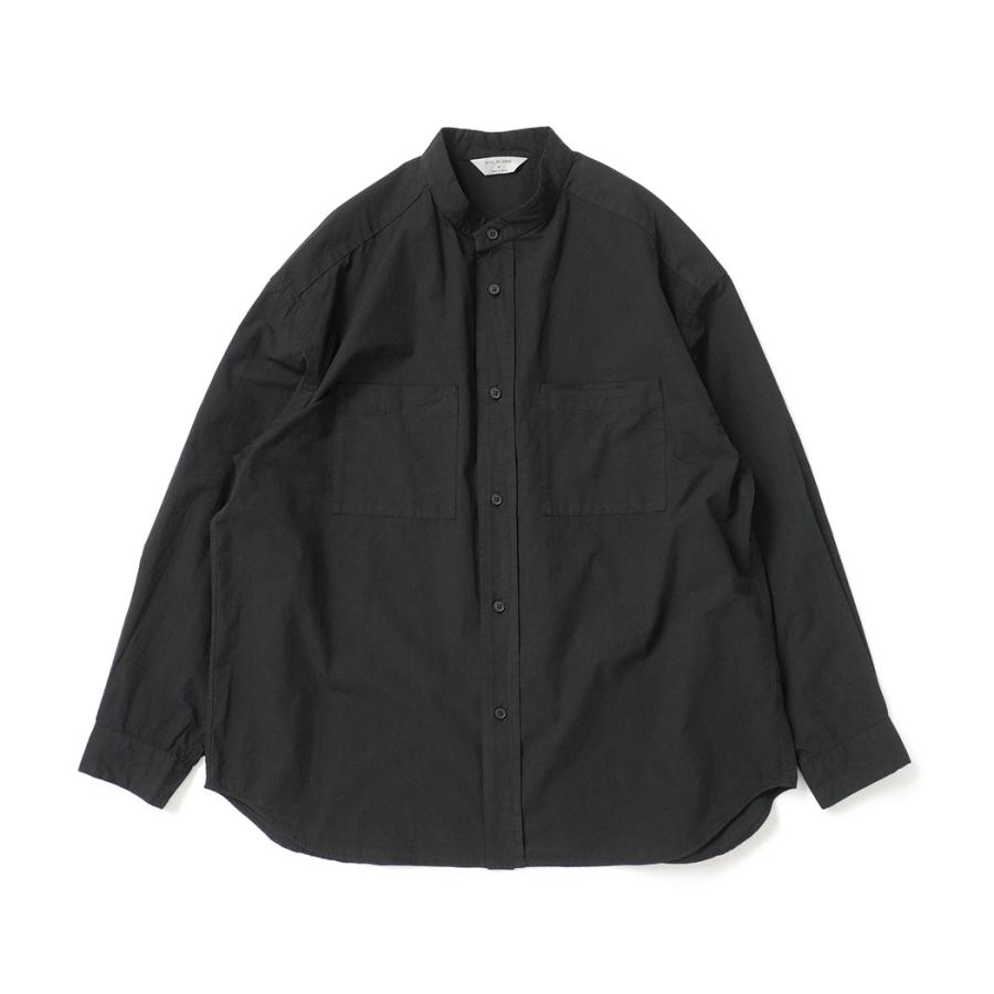 STILL BY HAND スティルバイハンド / SH03263 - INK BLACK 製品染め バンドカラーシャツ Garment-dye band collar shirt | STILL BY HAND