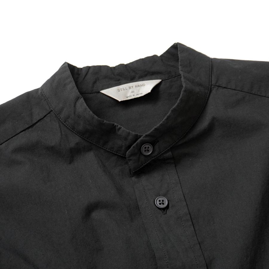 STILL BY HAND スティルバイハンド / SH03263 - INK BLACK 製品染め バンドカラーシャツ Garment-dye band collar shirt | STILL BY HAND | 02
