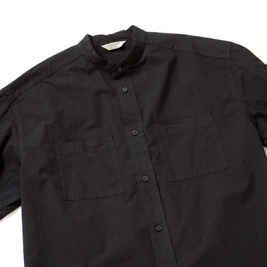 STILL BY HAND スティルバイハンド / SH03263 - INK BLACK 製品染め バンドカラーシャツ Garment-dye band collar shirt | STILL BY HAND | 03