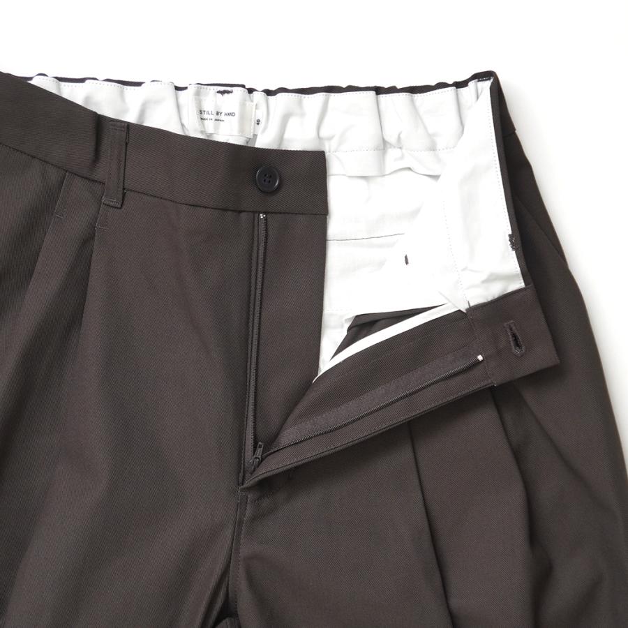 STILL BY HAND スティルバイハンド / PT05263 - DARK BROWN コットンツイル ディープタックパンツ Deep tuck pressed pants | STILL BY HAND | 04