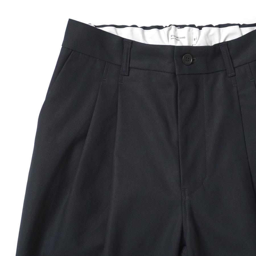 STILL BY HAND スティルバイハンド / PT05263 - BLACK NAVY コットンツイル ディープタックパンツ Deep tuck pressed pants | STILL BY HAND | 02