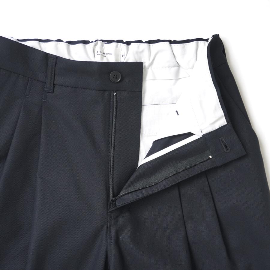 STILL BY HAND スティルバイハンド / PT05263 - BLACK NAVY コットンツイル ディープタックパンツ Deep tuck pressed pants | STILL BY HAND | 04