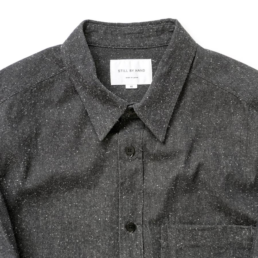 STILL BY HAND スティルバイハンド / SH01263 - CHARCOAL シルクネップ オーバーシャツ Silk nep over shirt | STILL BY HAND | 02