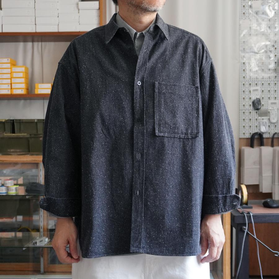 STILL BY HAND スティルバイハンド / SH01263 - CHARCOAL シルクネップ オーバーシャツ Silk nep over shirt | STILL BY HAND | 05