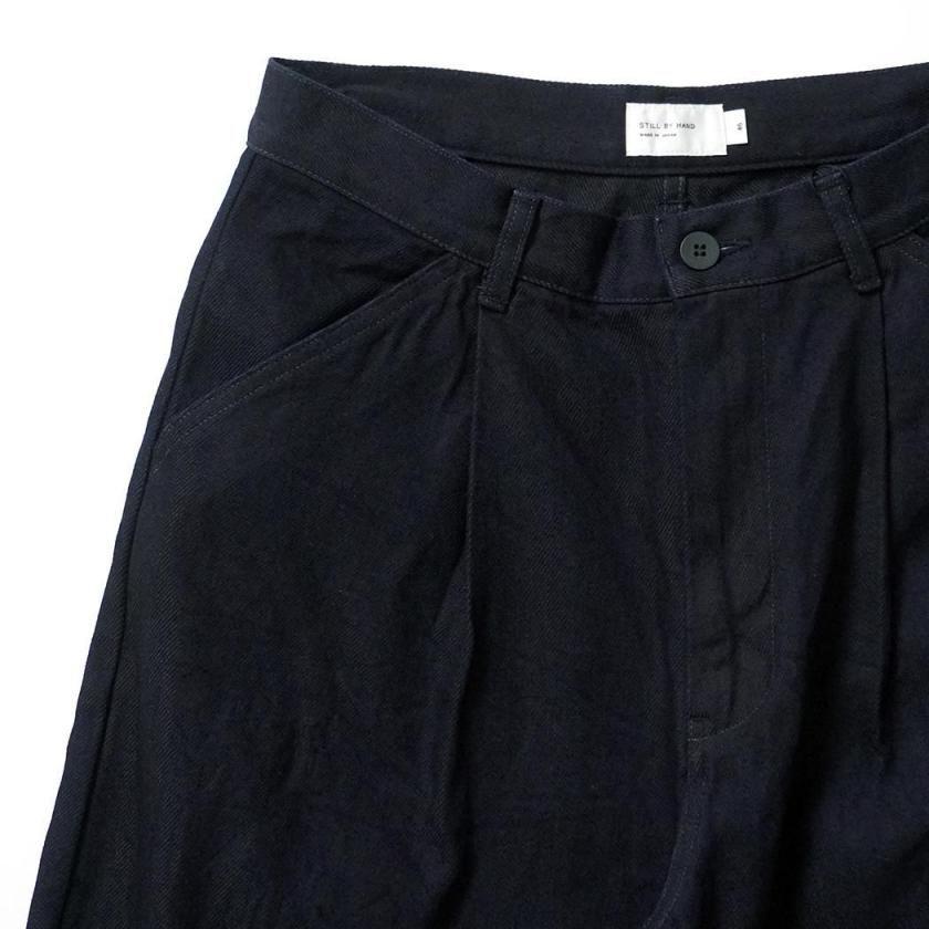 STILL BY HAND スティルバイハンド / DN01263 - DARK NAVY 12オンス ディープタック デニムパンツ 12oz denim deep tuck pants | STILL BY HAND | 03