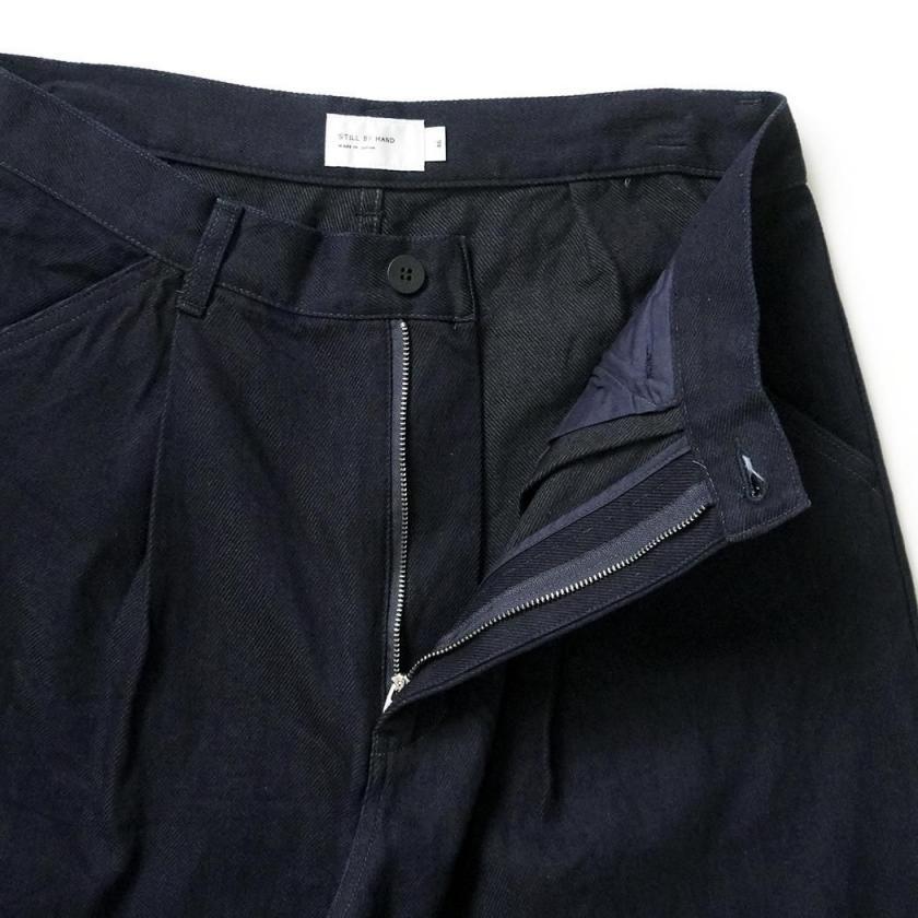 STILL BY HAND スティルバイハンド / DN01263 - DARK NAVY 12オンス ディープタック デニムパンツ 12oz denim deep tuck pants | STILL BY HAND | 04