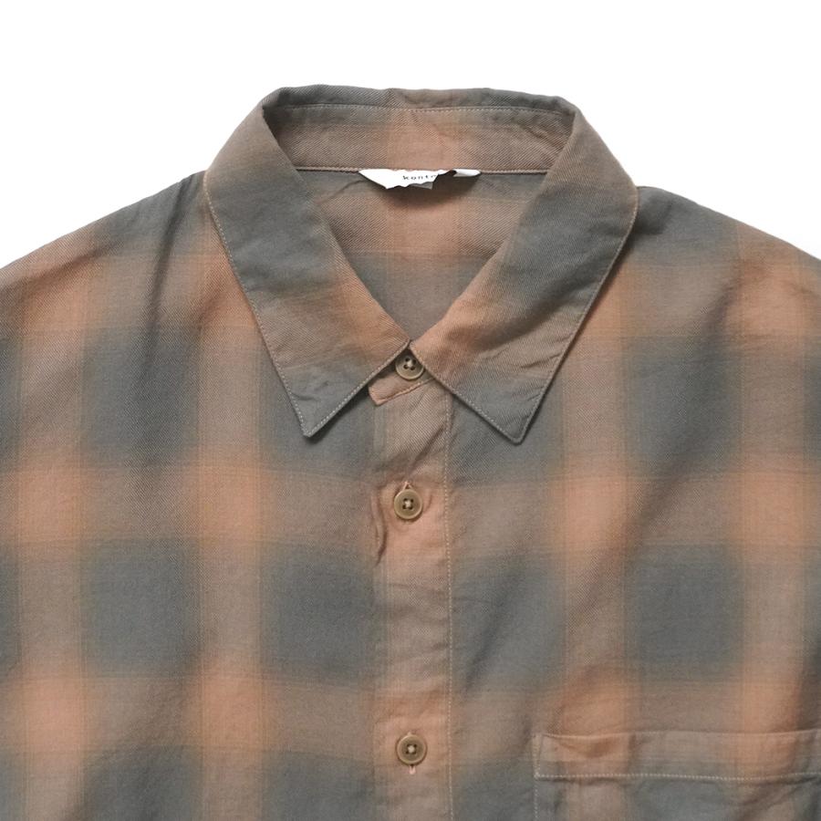 kontor / KON-SH03263 - BEIGE CHECK 製品染め チェックシャツ Overdyed shadow check shirt |  | 02
