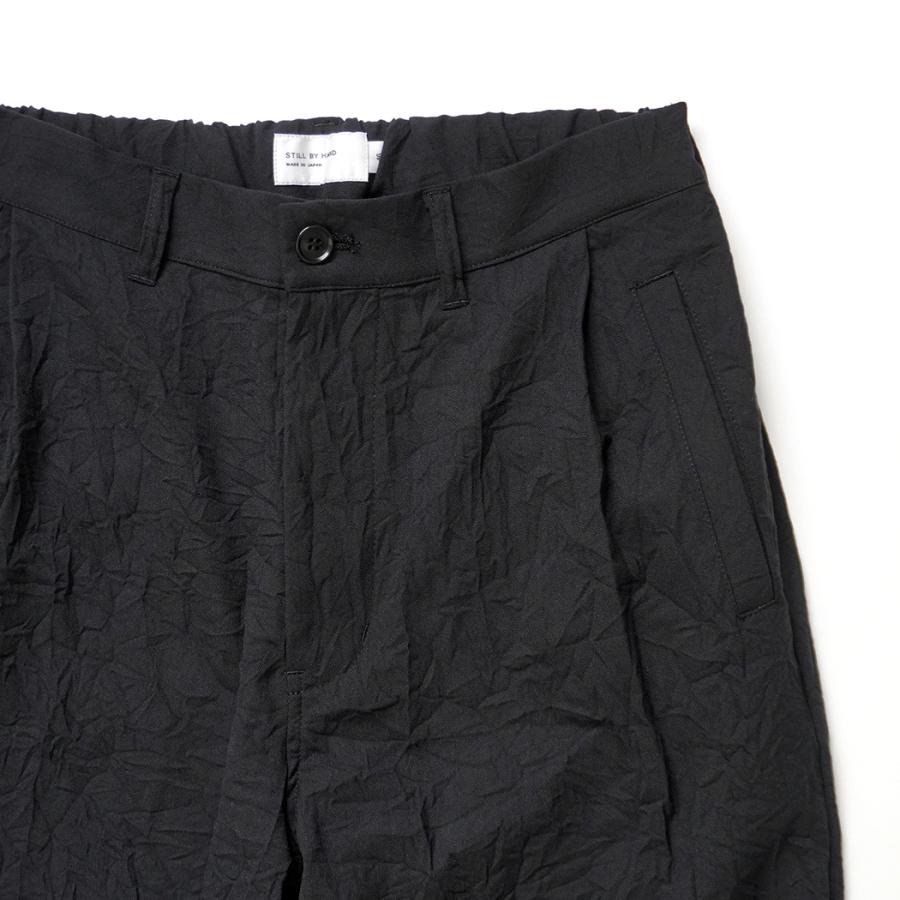 STILL BY HAND スティルバイハンド / PT09263 - BLACK ワンタックパンツ Creasy pleated pants | STILL BY HAND | 02