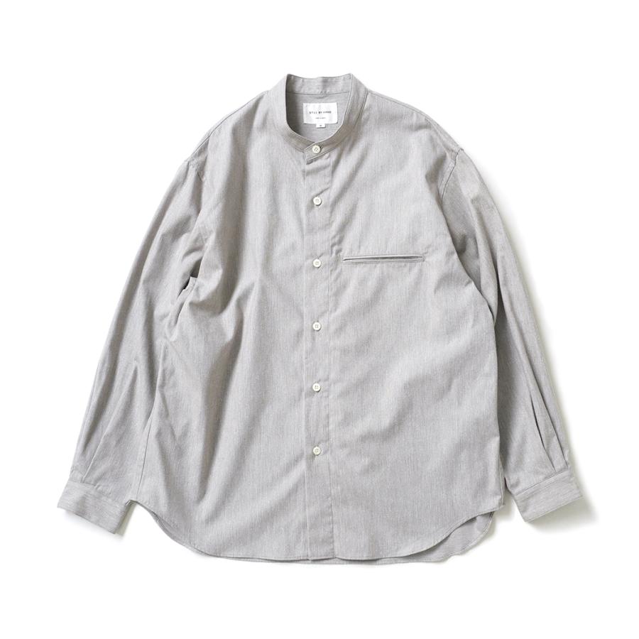 STILL BY HAND スティルバイハンド / SH02263 - GREY シルクネップ バンドカラーシャツ Silk nep band collar shirt | STILL BY HAND
