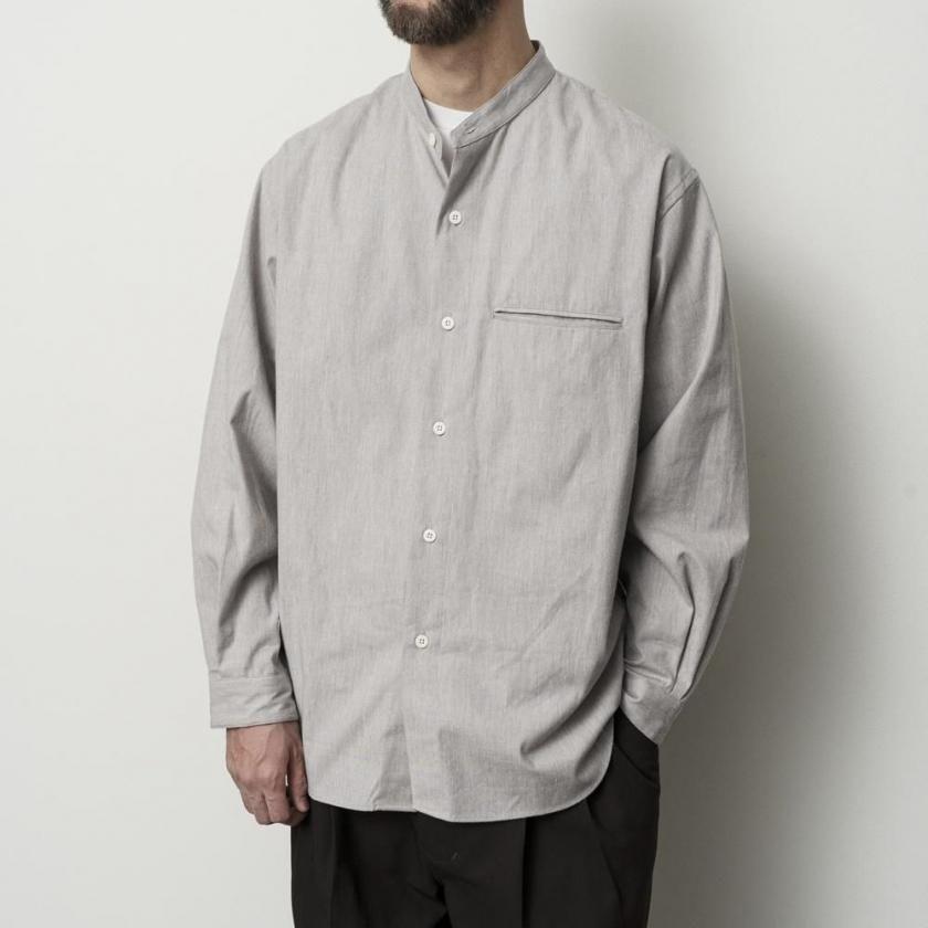 STILL BY HAND スティルバイハンド / SH02263 - GREY シルクネップ バンドカラーシャツ Silk nep band collar shirt | STILL BY HAND | 05