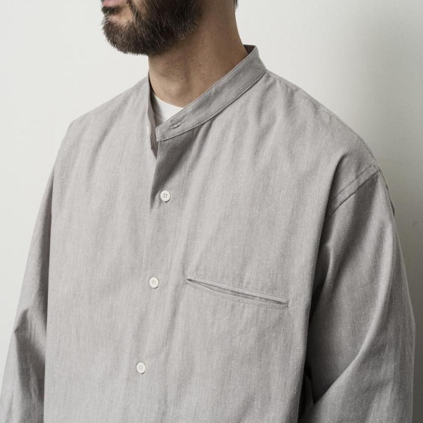 STILL BY HAND スティルバイハンド / SH02263 - GREY シルクネップ バンドカラーシャツ Silk nep band collar shirt | STILL BY HAND | 06