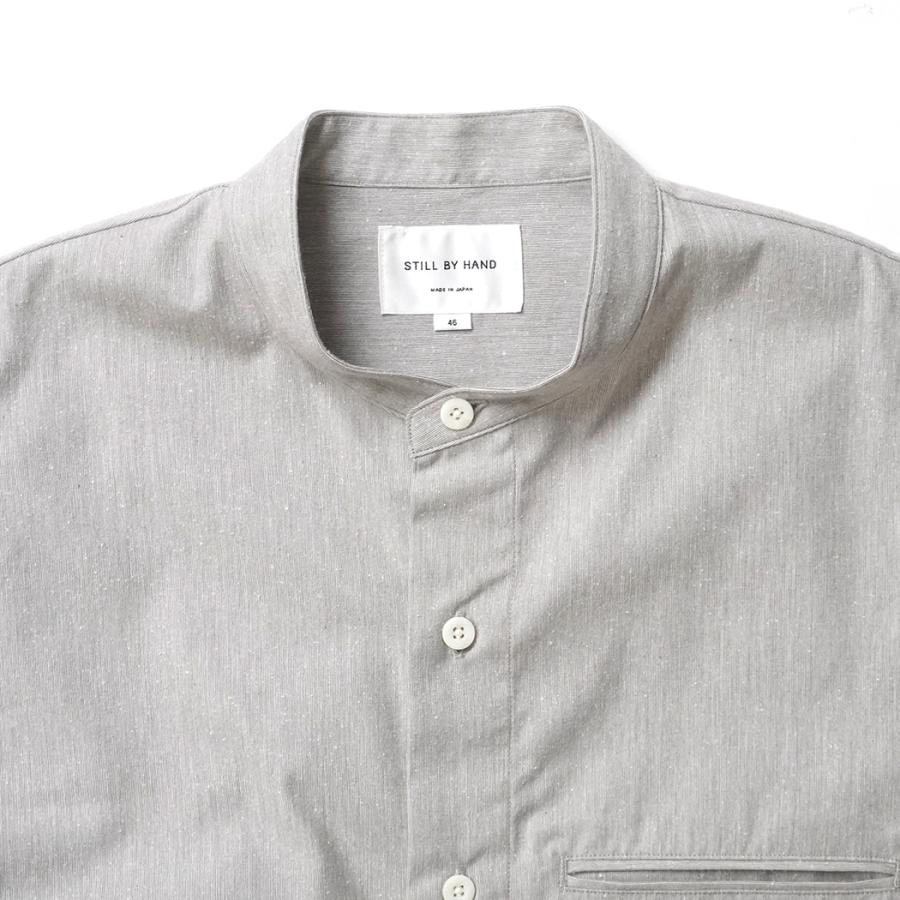 STILL BY HAND スティルバイハンド / SH02263 - GREY シルクネップ バンドカラーシャツ Silk nep band collar shirt | STILL BY HAND | 02
