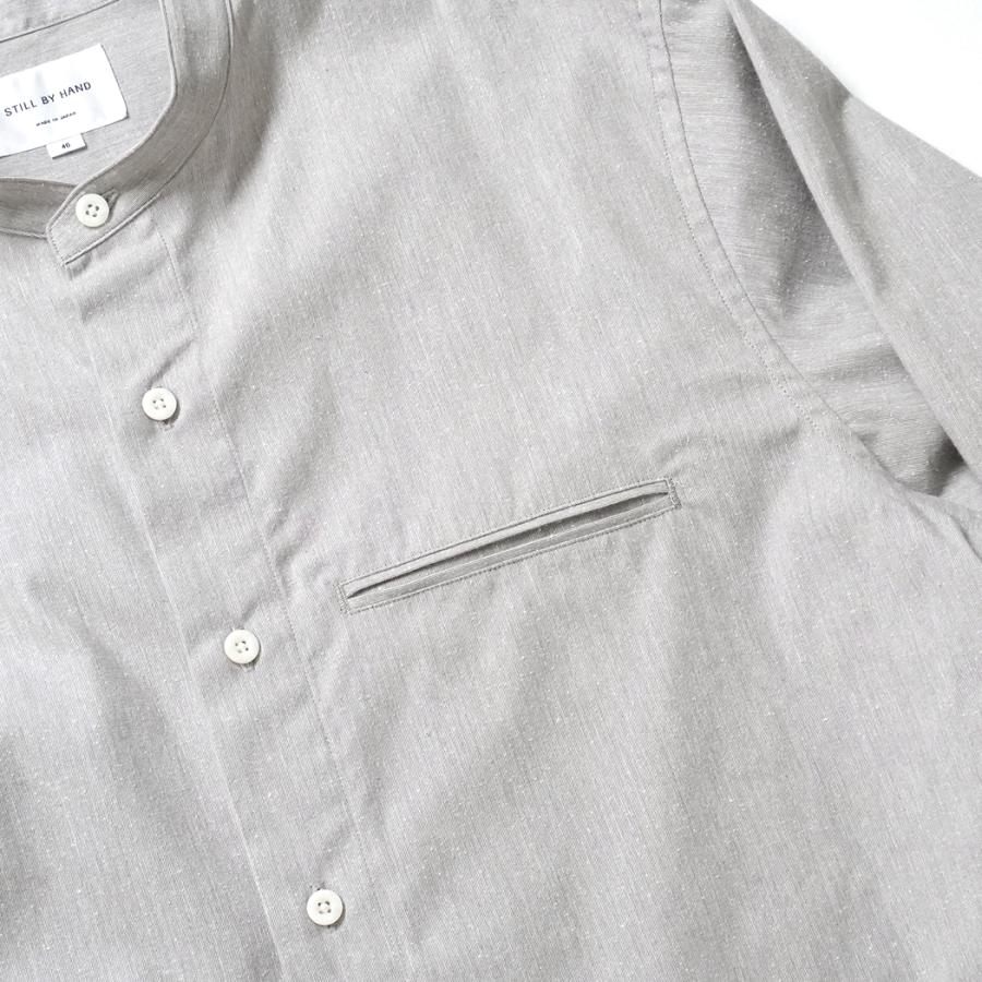 STILL BY HAND スティルバイハンド / SH02263 - GREY シルクネップ バンドカラーシャツ Silk nep band collar shirt | STILL BY HAND | 03
