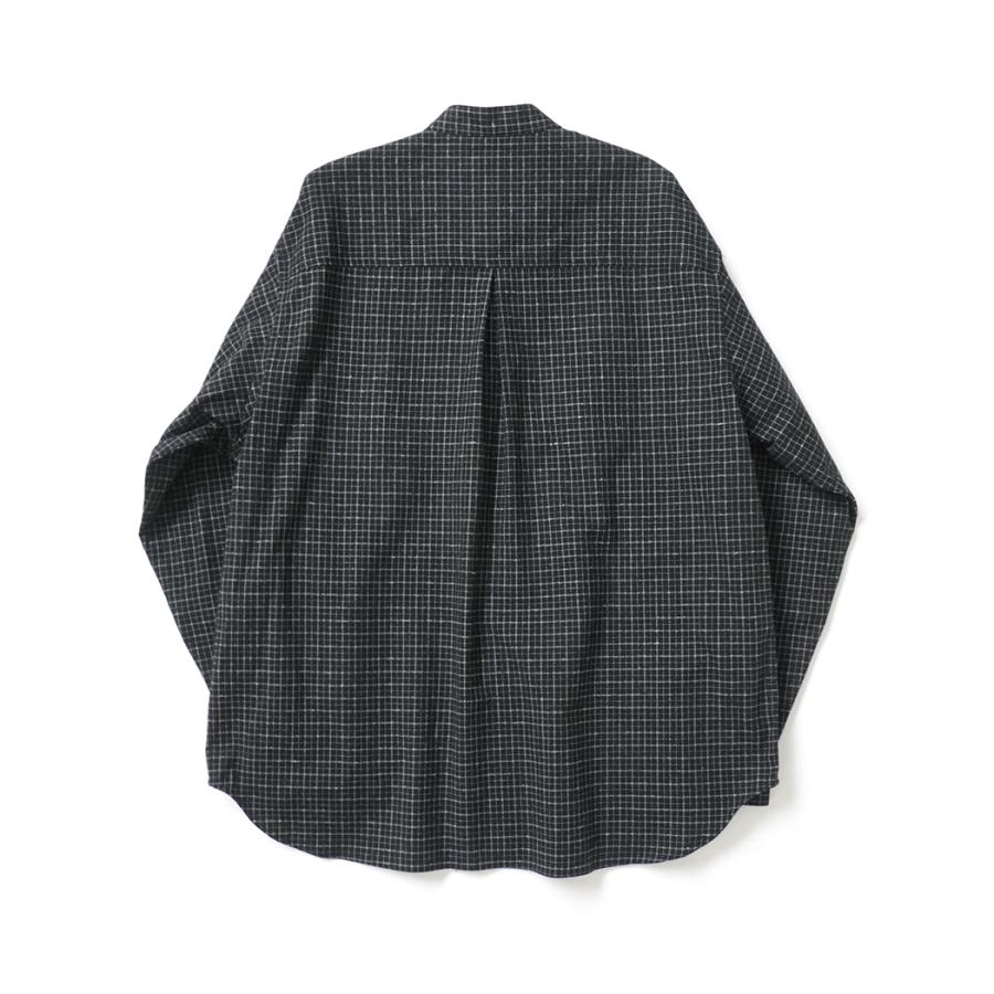 STILL BY HAND スティルバイハンド / SH02263 - BLACK CHECK シルクネップ バンドカラーシャツ Silk nep band collar shirt | STILL BY HAND | 01
