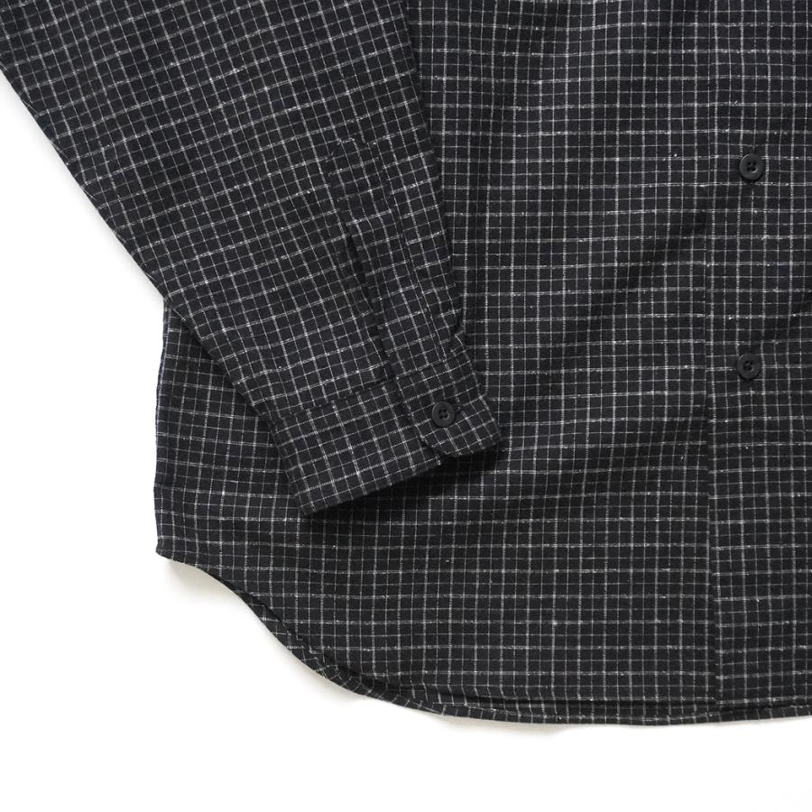 STILL BY HAND スティルバイハンド / SH02263 - BLACK CHECK シルクネップ バンドカラーシャツ Silk nep band collar shirt | STILL BY HAND | 04