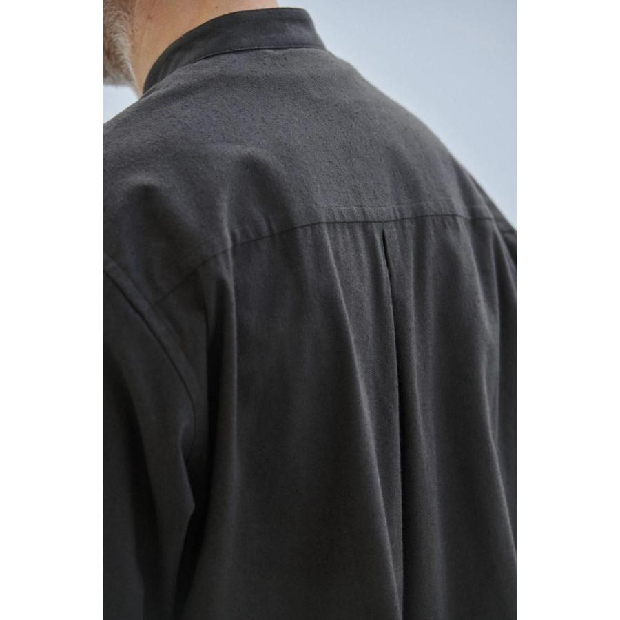 STILL BY HAND スティルバイハンド / SH02263 - BLACK CHECK シルクネップ バンドカラーシャツ Silk nep band collar shirt | STILL BY HAND | 08