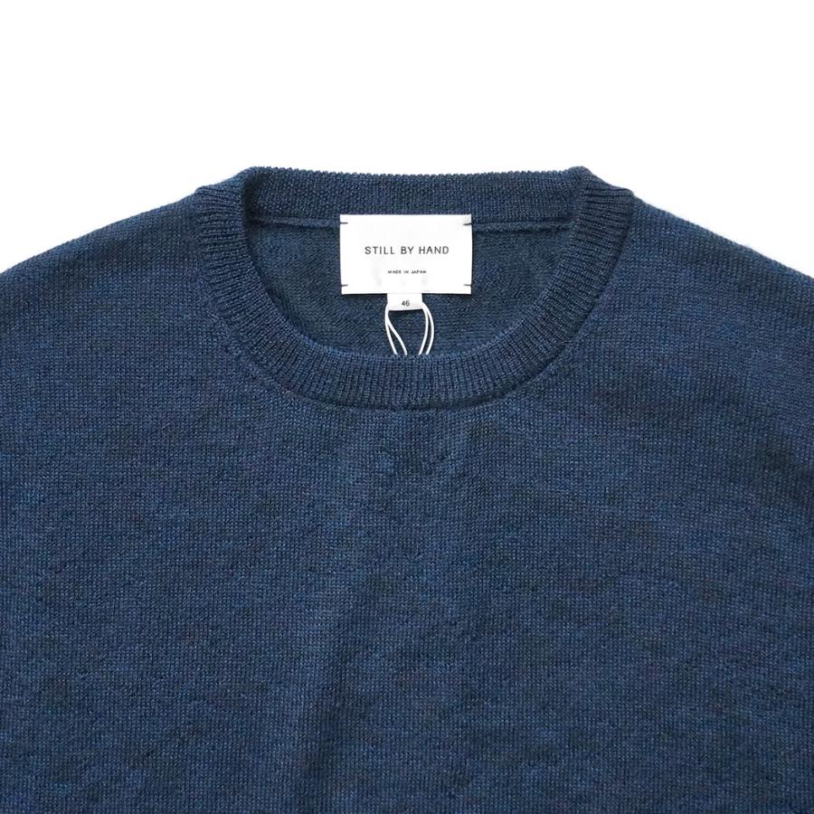 STILL BY HAND スティルバイハンド / KN03263 - DUSTY BLUE エクストラキッドモヘア混 クルーネックプルオーバー Wool mohair pullover | STILL BY HAND | 02