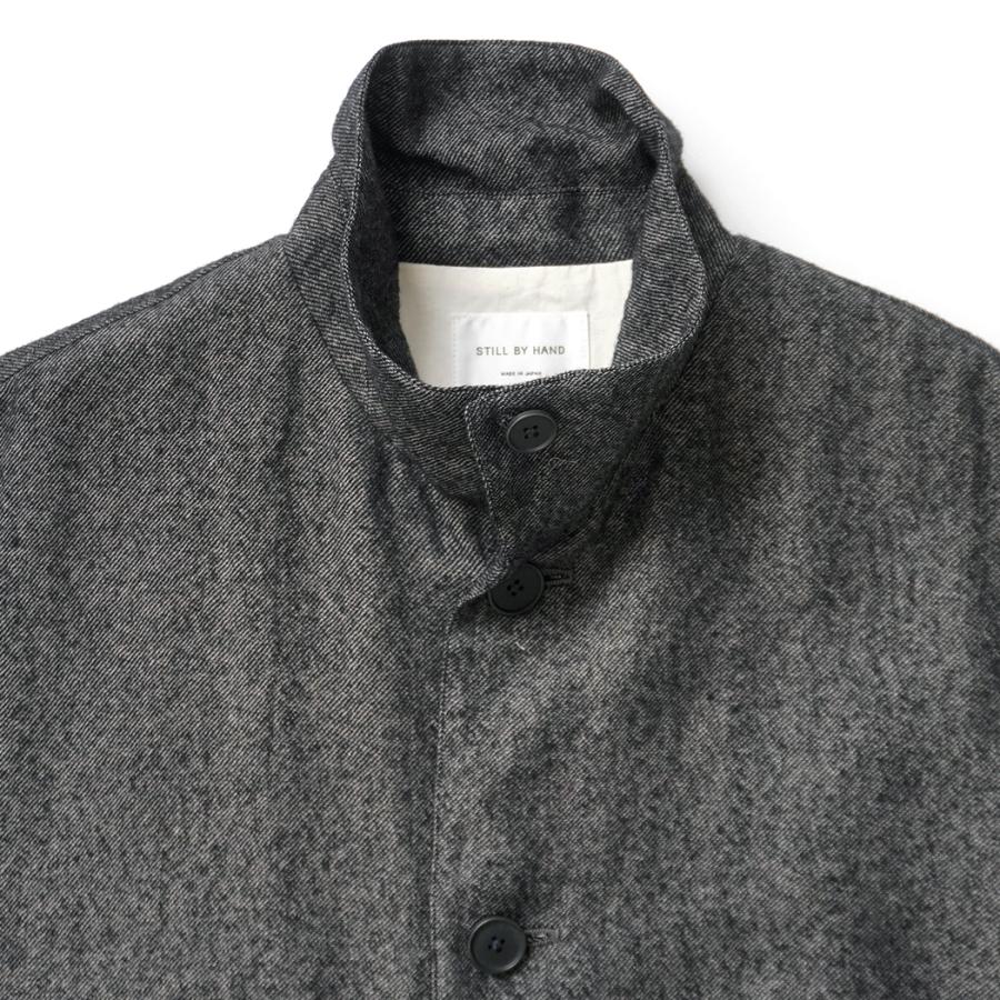 STILL BY HAND スティルバイハンド / CO01263 - MELANGE GREY リネン混ウール コート Linen mixed wool coat | STILL BY HAND | 04