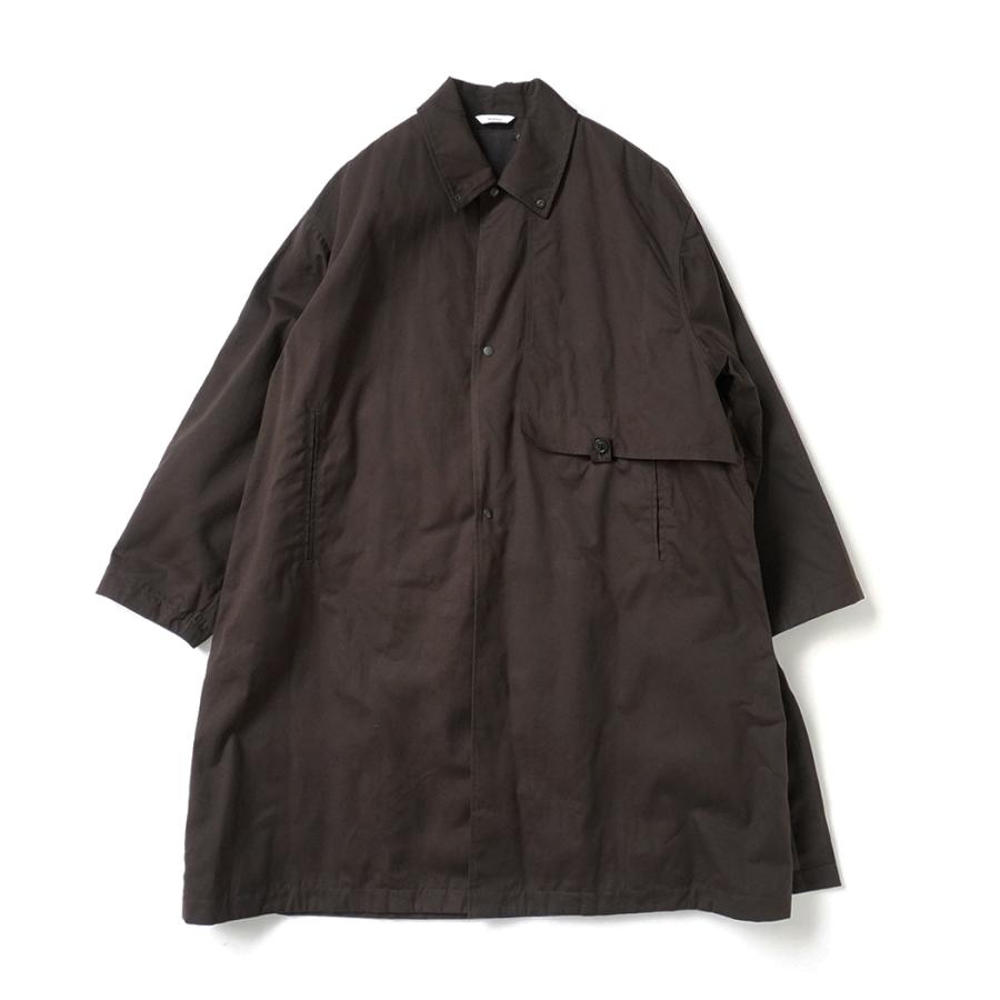 kontor / KON-CO01263 - DARK BROWN ワックスコート素材 オーバーコート Wax coated shoulder patch overcoat | 
