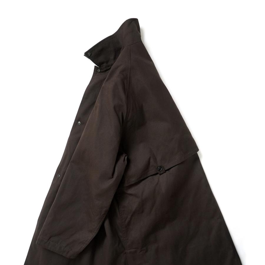 kontor / KON-CO01263 - DARK BROWN ワックスコート素材 オーバーコート Wax coated shoulder patch overcoat |  | 07