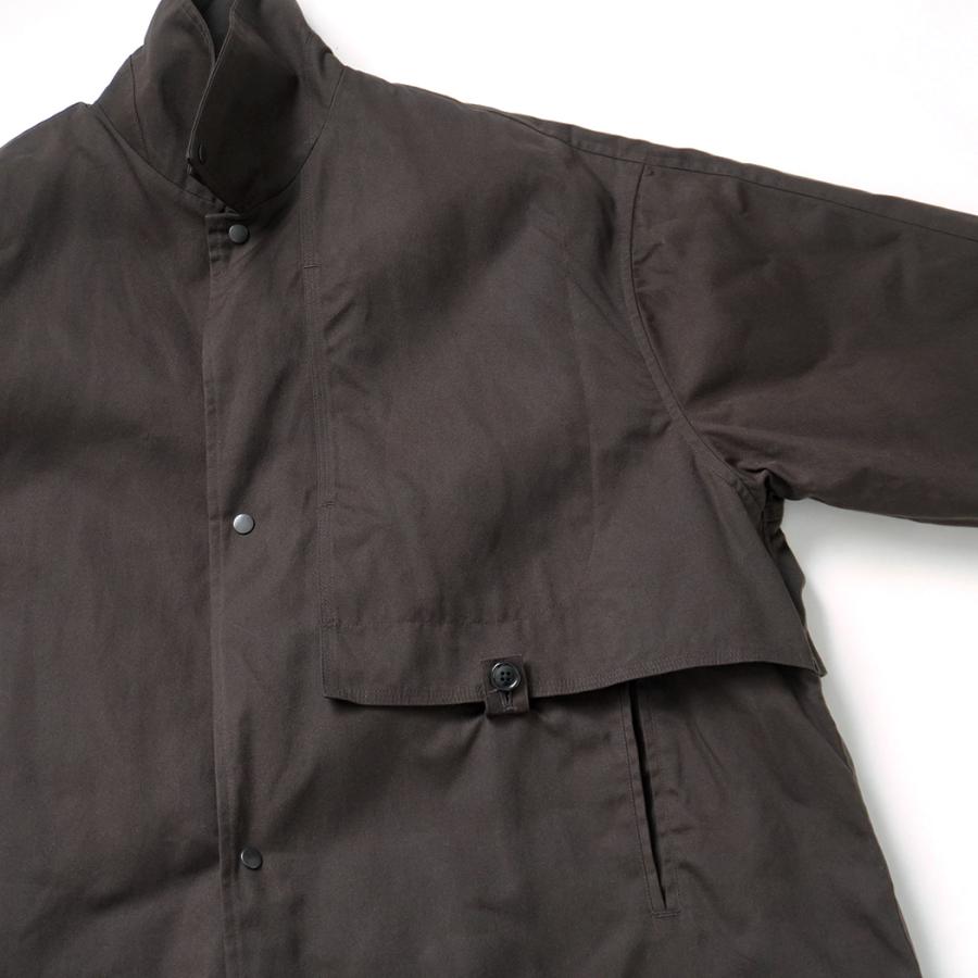 kontor / KON-CO01263 - DARK BROWN ワックスコート素材 オーバーコート Wax coated shoulder patch overcoat |  | 05