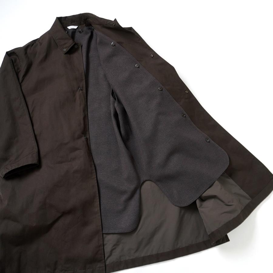 kontor / KON-CO01263 - DARK BROWN ワックスコート素材 オーバーコート Wax coated shoulder patch overcoat |  | 09