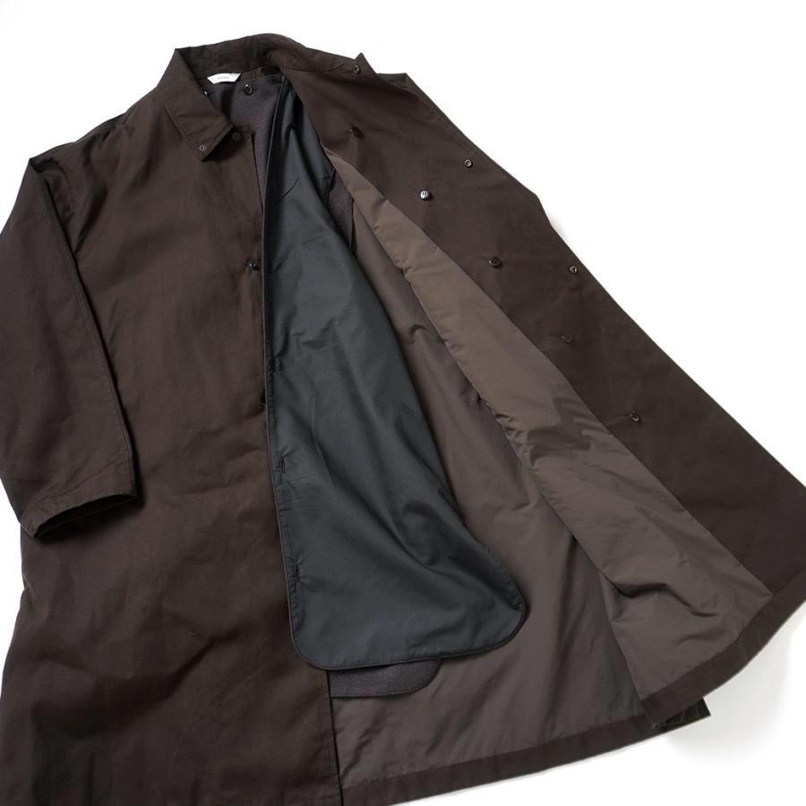kontor / KON-CO01263 - DARK BROWN ワックスコート素材 オーバーコート Wax coated shoulder patch overcoat |  | 08