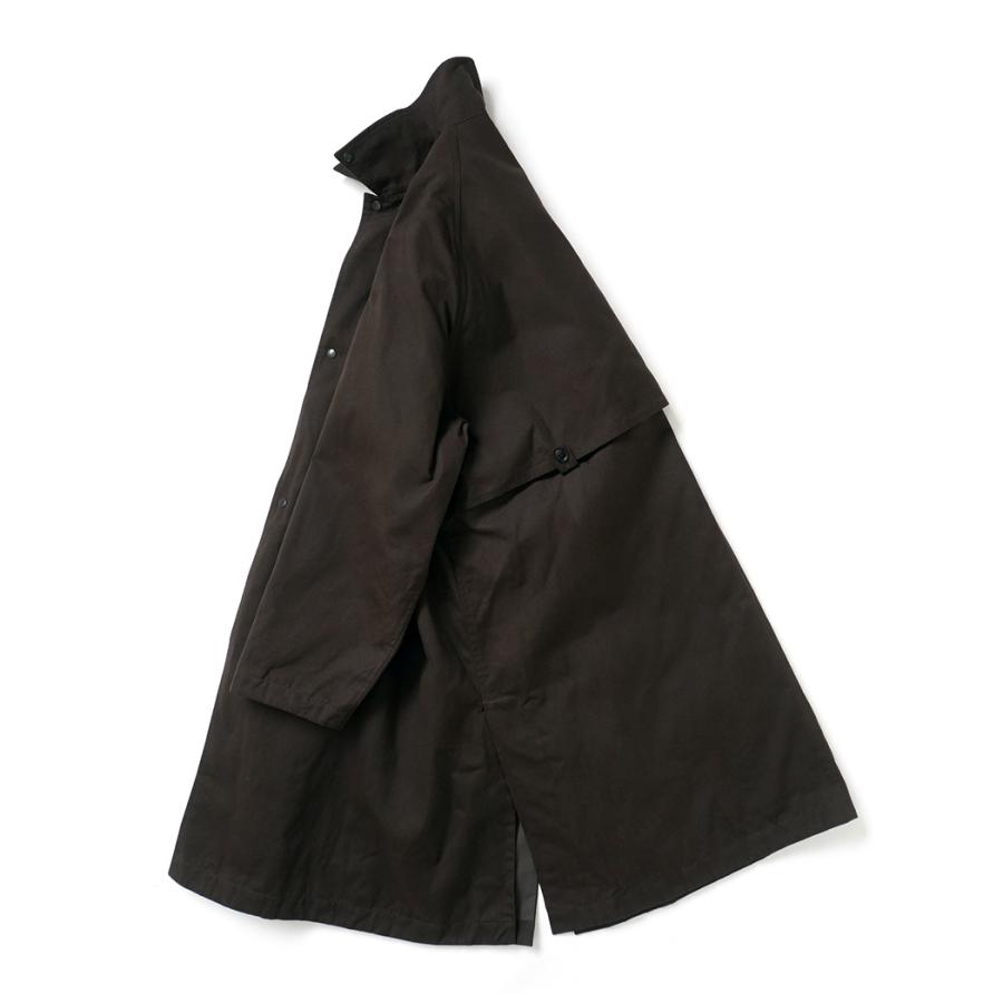 kontor / KON-CO01263 - DARK BROWN ワックスコート素材 オーバーコート Wax coated shoulder patch overcoat |  | 02