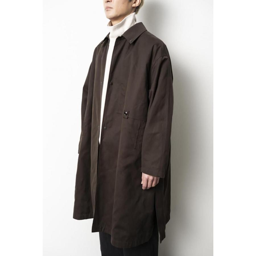 kontor / KON-CO01263 - DARK BROWN ワックスコート素材 オーバーコート Wax coated shoulder patch overcoat |  | 11