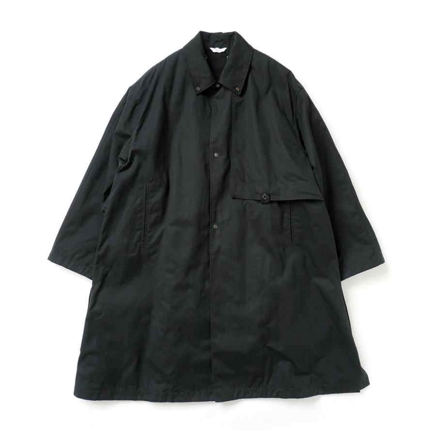 kontor / KON-CO01263 - BLACK ワックスコート素材 オーバーコート Wax coated shoulder patch overcoat | 