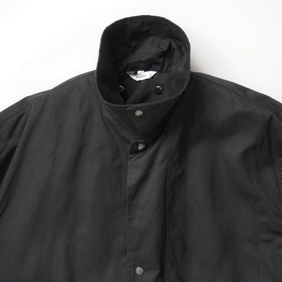 kontor / KON-CO01263 - BLACK ワックスコート素材 オーバーコート Wax coated shoulder patch overcoat |  | 04
