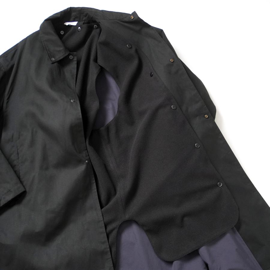 kontor / KON-CO01263 - BLACK ワックスコート素材 オーバーコート Wax coated shoulder patch overcoat |  | 08