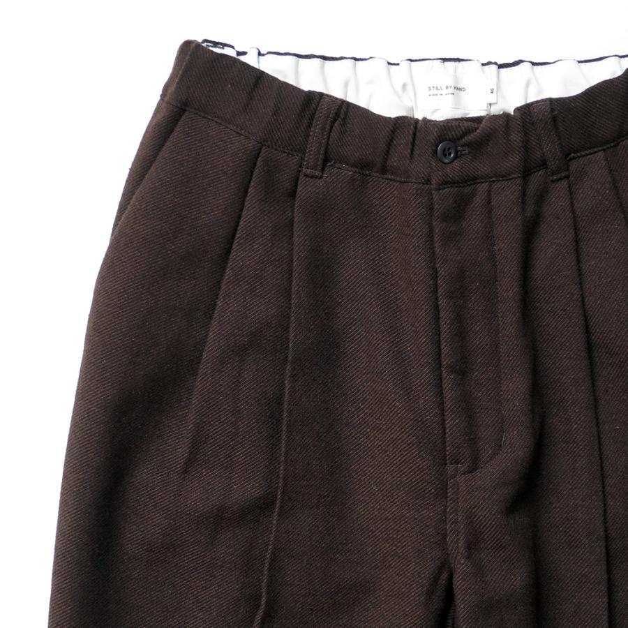 STILL BY HAND スティルバイハンド / PT07263 - DARK BROWN ウール混 ディープタックパンツ Wool mixed deep tuck pants | STILL BY HAND | 02