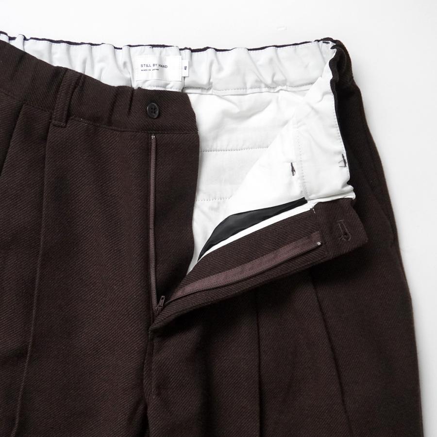STILL BY HAND スティルバイハンド / PT07263 - DARK BROWN ウール混 ディープタックパンツ Wool mixed deep tuck pants | STILL BY HAND | 04