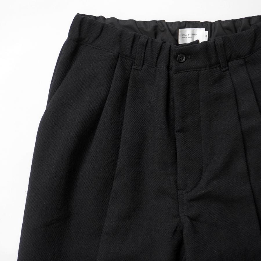 STILL BY HAND スティルバイハンド / PT07263 - BLACK ウール混 ディープタックパンツ Wool mixed deep tuck pants | STILL BY HAND | 02