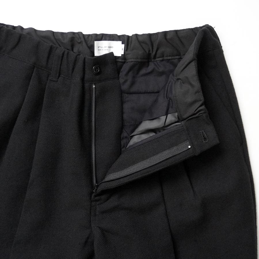 STILL BY HAND スティルバイハンド / PT07263 - BLACK ウール混 ディープタックパンツ Wool mixed deep tuck pants | STILL BY HAND | 04