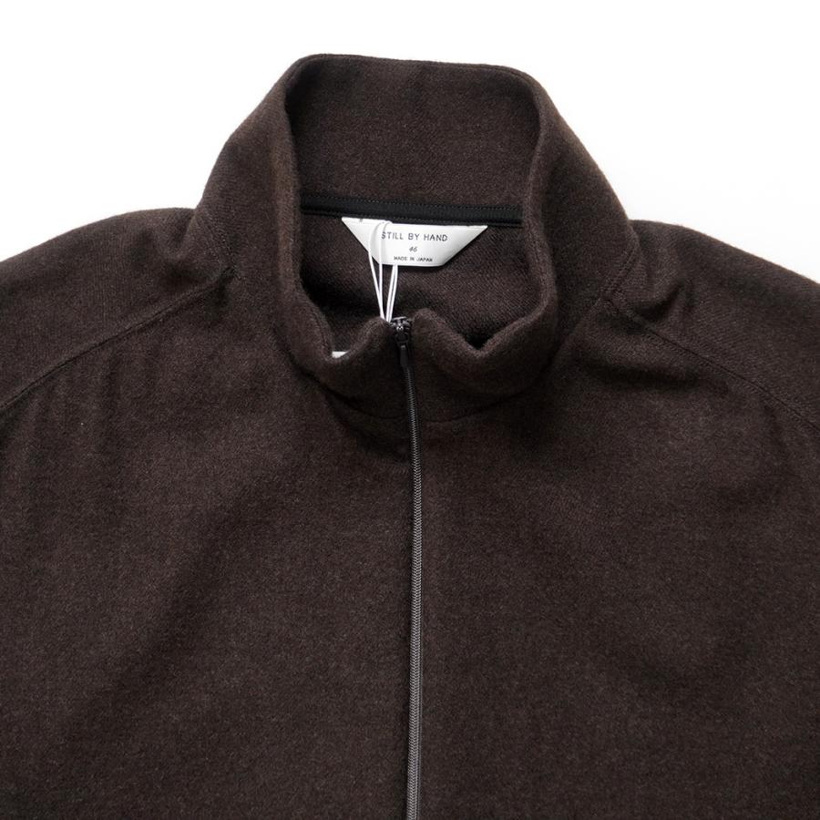 STILL BY HAND スティルバイハンド / BL04263 - DARK BROWN ウール/カシミア ジップフロントブルゾン Cashmere mixed high neck blouson | STILL BY HAND | 02