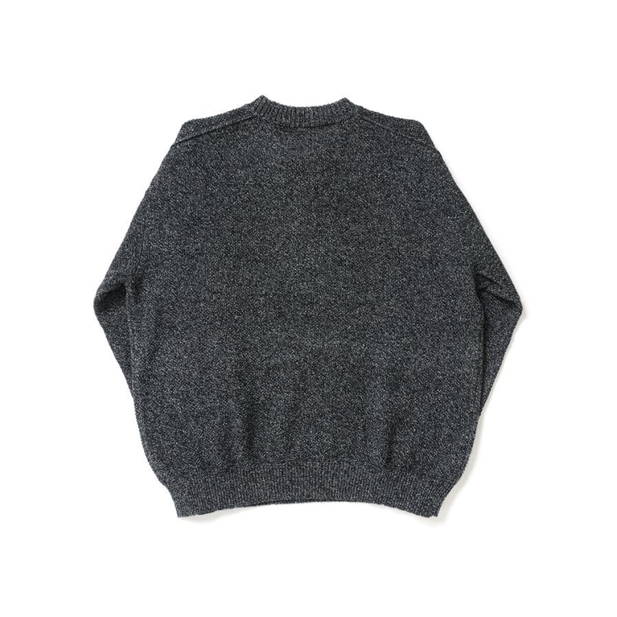 STILL BY HAND スティルバイハンド / KN04263 - MELANGE BLACK ウール／シルク メランジ クルーネックプルオーバー 7G melange pullover | STILL BY HAND | 01