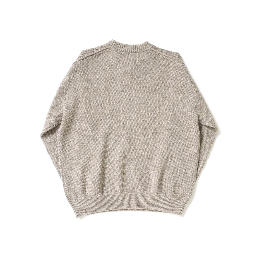 STILL BY HAND スティルバイハンド / KN04263 - MELANGE BEIGE ウール／シルク メランジ クルーネックプルオーバー 7G melange pullover | STILL BY HAND | 01
