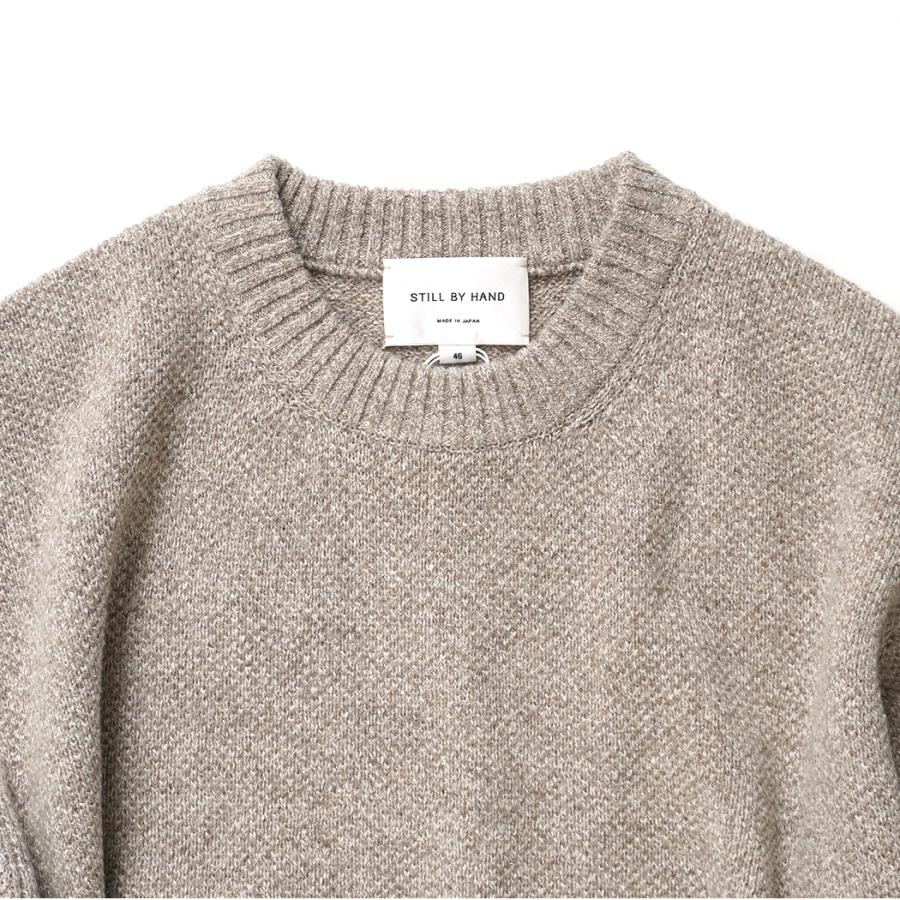 STILL BY HAND スティルバイハンド / KN04263 - MELANGE BEIGE ウール／シルク メランジ クルーネックプルオーバー 7G melange pullover | STILL BY HAND | 02