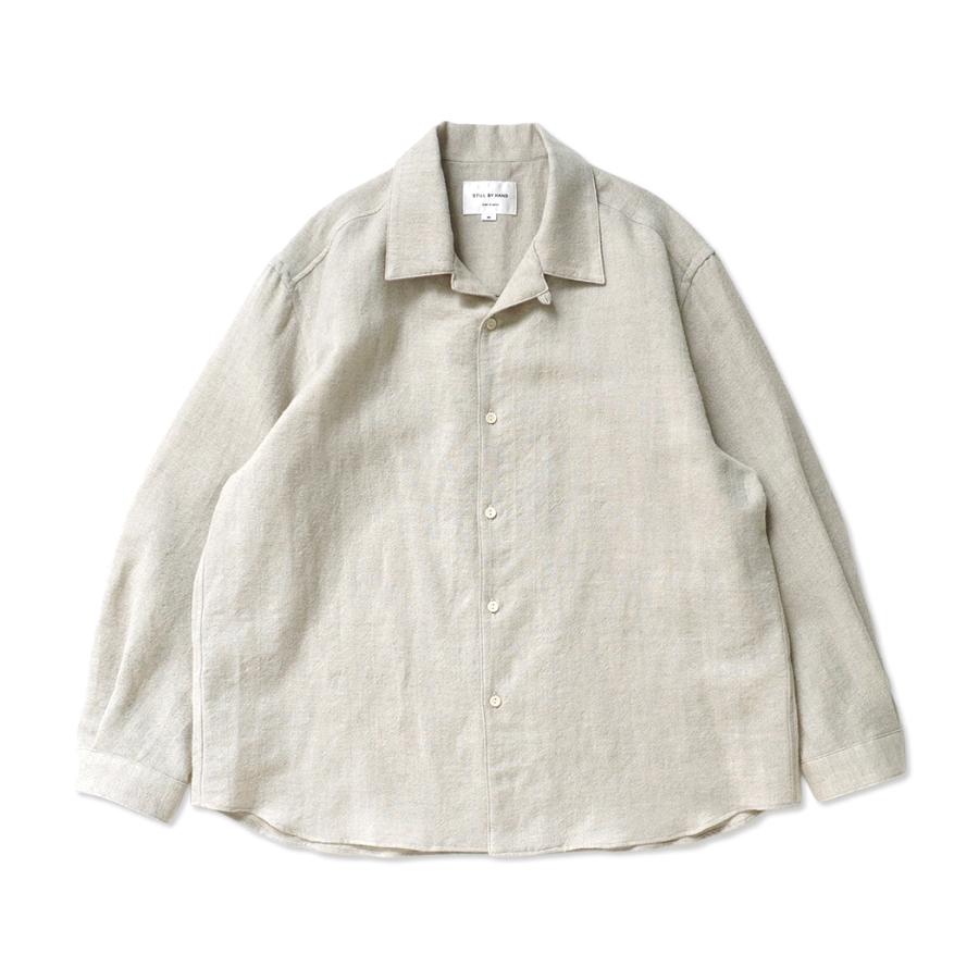 STILL BY HAND スティルバイハンド / SH03264 - TAUPE リネン／ウール オープンカラー オーバーシャツ | STILL BY HAND