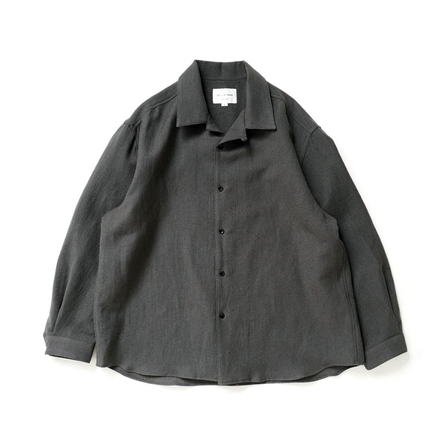 STILL BY HAND スティルバイハンド / SH03264 - BROWN CHARCOAL リネン／ウール オープンカラー オーバーシャツ | STILL BY HAND
