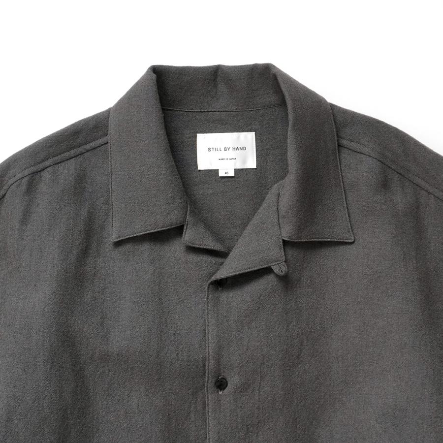STILL BY HAND スティルバイハンド / SH03264 - BROWN CHARCOAL リネン／ウール オープンカラー オーバーシャツ | STILL BY HAND | 02
