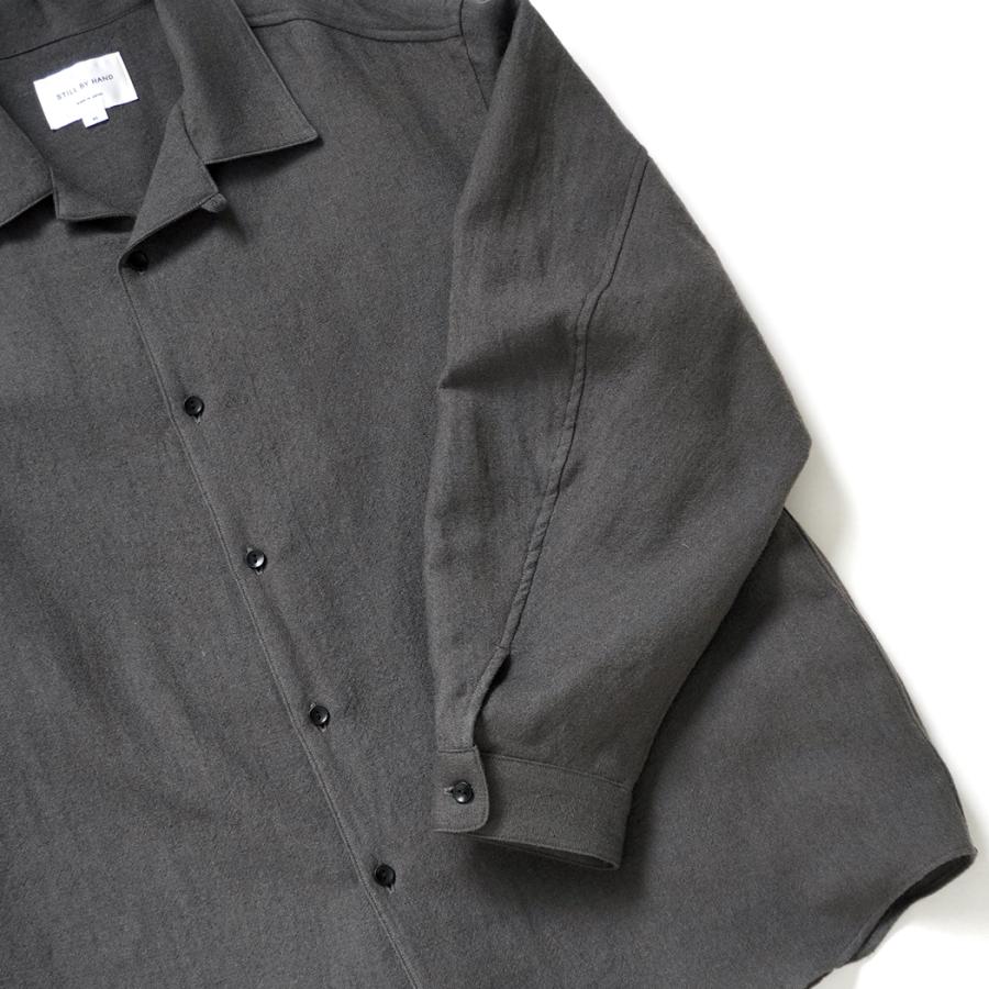 STILL BY HAND スティルバイハンド / SH03264 - BROWN CHARCOAL リネン／ウール オープンカラー オーバーシャツ | STILL BY HAND | 03