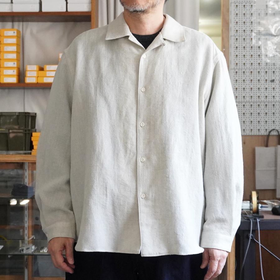 STILL BY HAND スティルバイハンド / SH03264 - BROWN CHARCOAL リネン／ウール オープンカラー オーバーシャツ | STILL BY HAND | 05