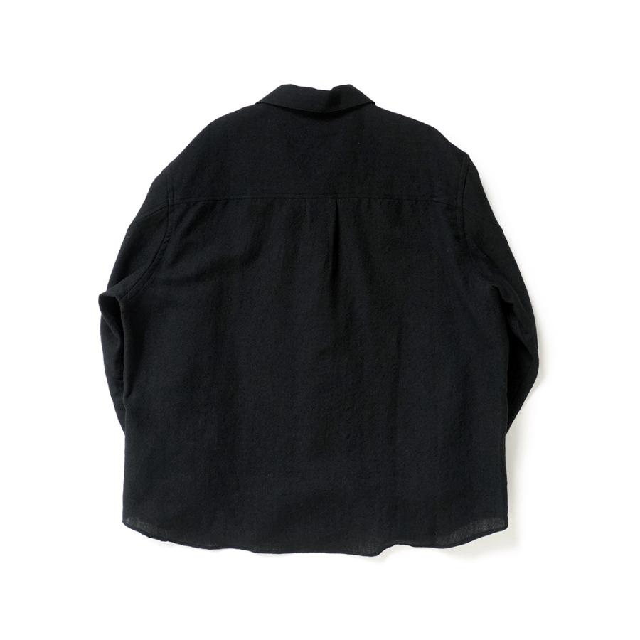 STILL BY HAND スティルバイハンド / SH03264 - BLACK リネン／ウール オープンカラー オーバーシャツ | STILL BY HAND | 01